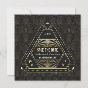 Trouwkaart Vintage Goud Great Gatsby Save The Date