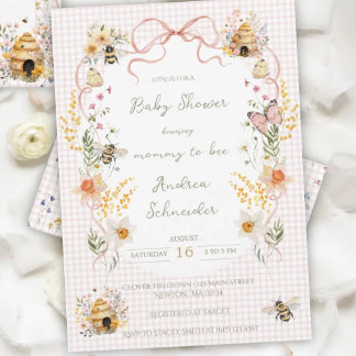 Trouwkaart voor 'Mommy to Bee' baby shower in wate Kaart