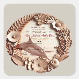 trouwkaart voor rsvp vierkante sticker