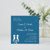 Trouwkaart Zeepaardje aan Zee | Marineblauw (Staand voorkant)