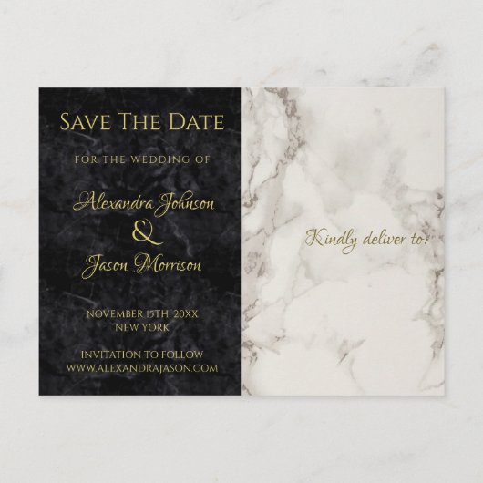 Trouwkaart zwart-wit Save The Date Aankondigingskaart (Achterkant)