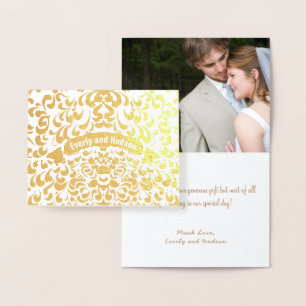 Trouwkaarten met goud folie blad typografie kaarten