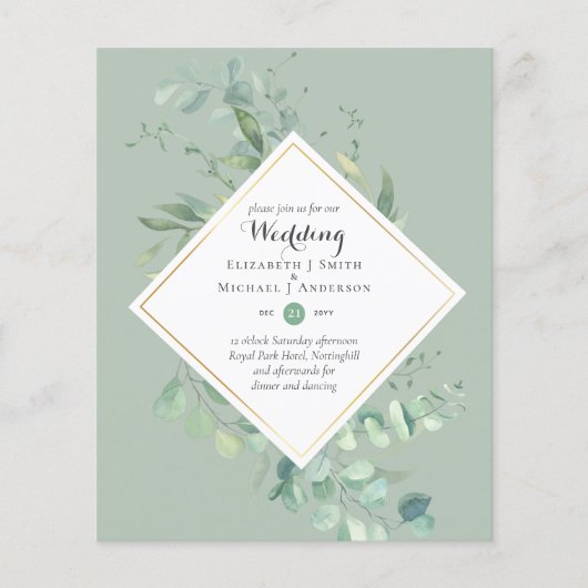 TROUWKAARTEN MET GROEN BLADWERK EN EUCALYPTUS IN B (Voorkant)