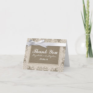 trouwkaarten met jute kant en lint bedankkaartjes bedankkaart
