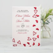 Trouwkaarten met rode harten romantische liefde kaart (Staand voorkant)