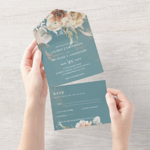 Trouwkaarten met RSVP BOHO Pampas Gras All In One Uitnodiging