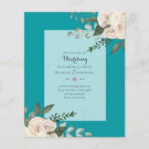 TROUWKAARTEN MET WITTE ROZEN VOOR EEN LAGERE PRIJS FLYER