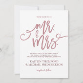 Trouwkaarten Stof Roos | Borstel Schrift Kaart (Voorkant)