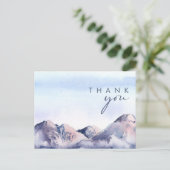 Trouwkaartje met bedankje voor bergzonsondergang i briefkaart (Staand voorkant)