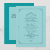 Trouwkaartjes met antieke regency-versiering 'Save Kaart (Voorkant / Achterkant)