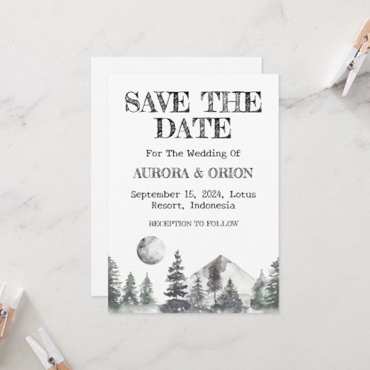 Trouwkaartjes voor camping bruiloft save the date kaart (Voorkant / Achterkant in situ)