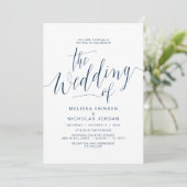 Trouwkalligrafie, eenvoudige marineblauw Casual Kaart (Staand voorkant)