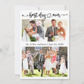 Trouwkalligrafie Hart Beste Dag Ooit 3 Foto Bedankkaart (Voorkant)