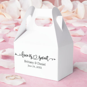 Trouwkalligrafie Heart Love Is Sweet Snoep Bedankdoosjes