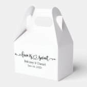 Trouwkalligrafie Heart Love Is Sweet Snoep Bedankdoosjes (Voorkant Zijde)