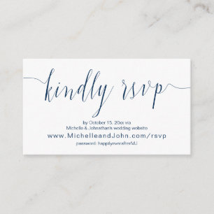 Trouwkalligrafie, marineblauw, online diner RSVP Informatiekaartje