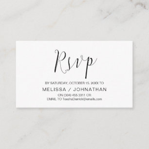 Trouwkalligrafie, zwart script, diner RSVP Informatiekaartje
