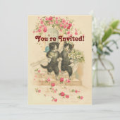 Trouwkatten Soft Gold Invitation Kaart (Staand voorkant)