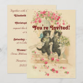 Trouwkatten Soft Gold Invitation Kaart (Voorkant / Achterkant)