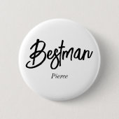 Trouwknoop Best Man Zwart Wit Ronde Button 5,7 Cm (Voorkant)