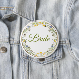 Trouwknop met zomerbloemen - Aanpasbaar Ronde Button 4,0 Cm