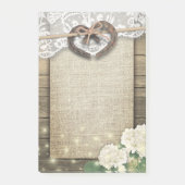 Trouwkoppel Hoefijzer Hart Kant Hydrangea Hout Post-it® Notes (Voorkant)