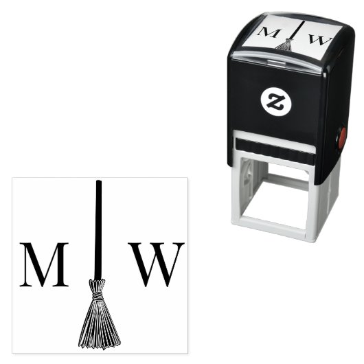 Trouwkoppel 'Jump the Broom' 2 Initiele Monogram Zelfinktende Stempel (In situ)