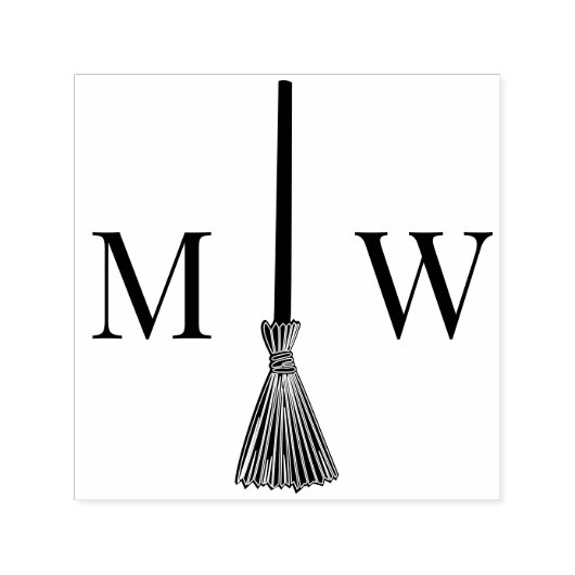 Trouwkoppel 'Jump the Broom' 2 Initiele Monogram Zelfinktende Stempel (Design)