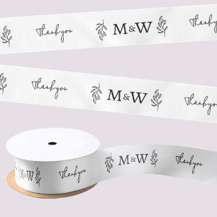 Trouwkoppel Monogram Bedankt Botanisch blad Lint