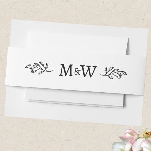 Trouwkoppel Monogram Elegante Botanische Elementen Uitnodigingen Wikkel