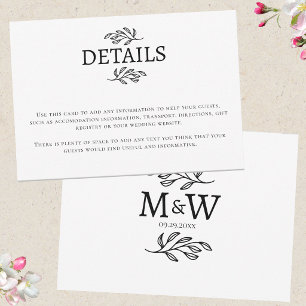 Trouwkoppel Monogram Initiaal Informatiekaart RSVP Kaartje