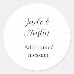 Trouwkoppel naam bericht datum romantisch elegant ronde sticker