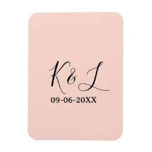 Trouwkoppel naam letter datum rood pastel achtergr magneet