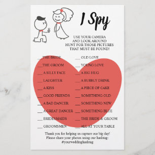 Trouwkoppel Trouwreceptie I Spy spelkaart Flyer