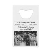 Trouwkrant Fun Black & White Wedding Favoriet Kredietkaart Flessenopener (Voorkant)