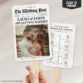 Trouwkrant Hand Fans, Wedding Program Fans Handwaaier