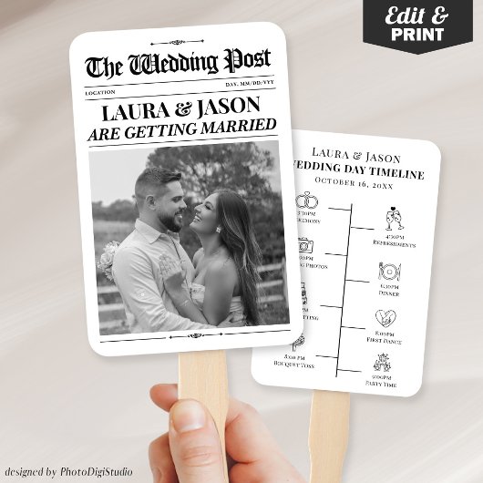 Trouwkrant Hand Fans, Wedding Program Fans Handwaaier