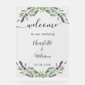 Trouwlavendel eucalyptus groen welkom acryl bord (Voorkant)