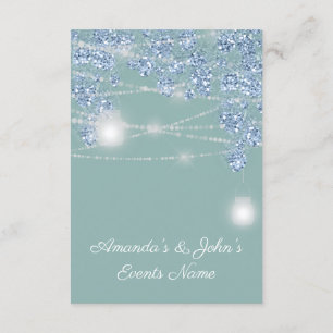 Trouwlichten Potten Rustiek Glitter Blauw Mint Kaart