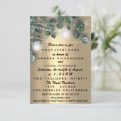 Trouwlichten Rustic Groene Jurk Diamant Goud Kaart (Staand voorkant)