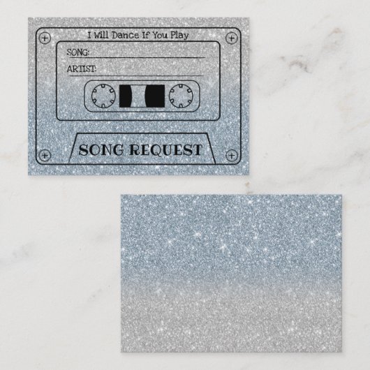 Trouwliedje verzoek Stofblauwe Glitter Inzetstuk Informatiekaartje (Voorkant / Achterkant)