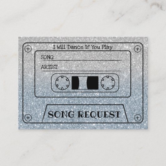 Trouwliedje verzoek Stofblauwe Glitter Inzetstuk Informatiekaartje (Voorkant)