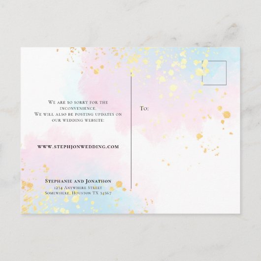 Trouwliefde is geduldig Bewaar nieuwe datum Turquo Aankondigingskaart (Achterkant)