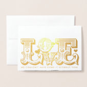 Trouwliefde pasgetrouwde foto typografie folie kaarten (Voorkant met envelop)