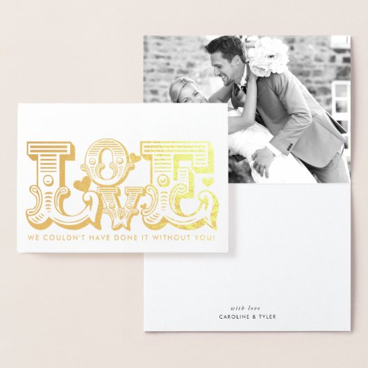 Trouwliefde pasgetrouwde foto typografie folie kaarten (Display)
