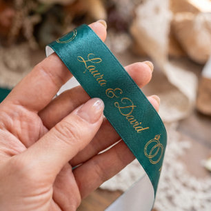 Trouwlint met gepersonaliseerde naam in turquoise lint