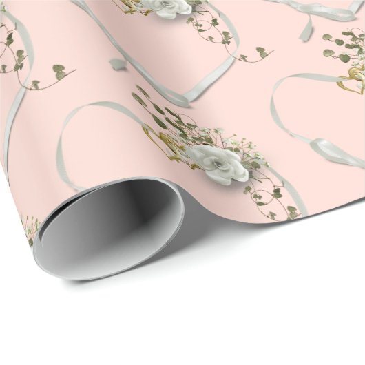 trouwlinthart met roos en ive bouquet cadeaupapier (Rol Hoek)