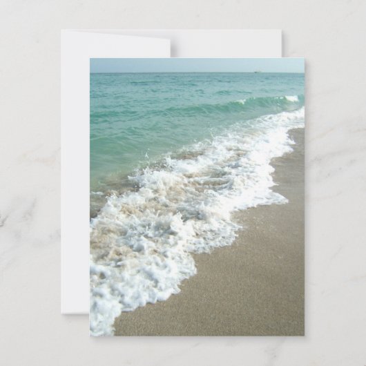 Trouwlocatie aan het strand met uitzicht save the date (Achterkant)