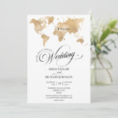 Trouwlocatie Goud Wereldkaart Typografie Invi Kaart (Staand voorkant)