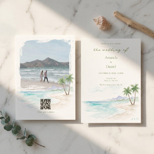 Trouwlocatie Huwelijk Hawaii Watercolor Strand Fot Kaart
